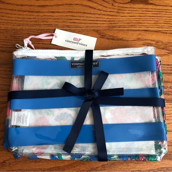 NWT VINEYARD VINES White Tisbury Floral 3-Pack Pouch Set Christmas Gift - Picture 7 of 7